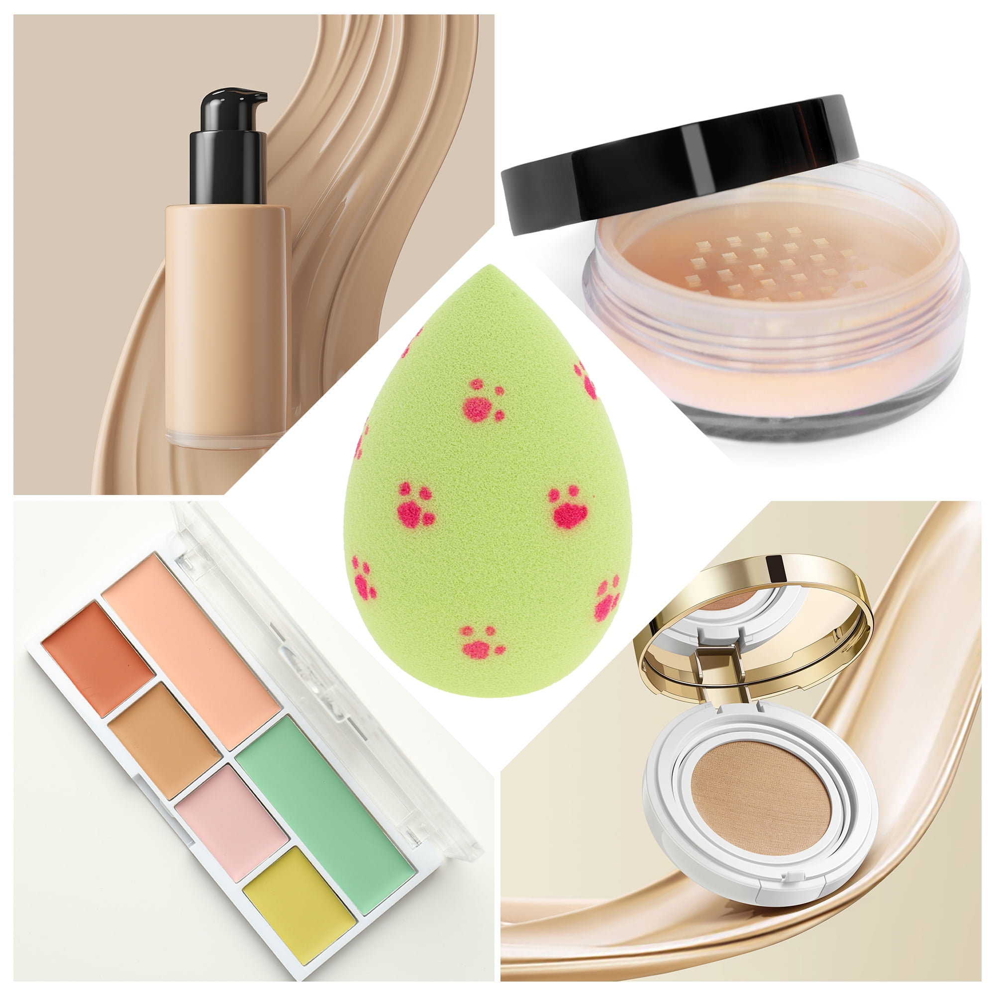 Unique Bargains 1 Pc Cat Paw Face Makeup Sponge Green