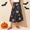 thumbnail image 2 of EANJE Halloween Womens Casual Elastic Waist Drawstring Midi Skirt Print Vacation Style A Line Flowy Skirt for Daily Wear Black S, 2 of 4