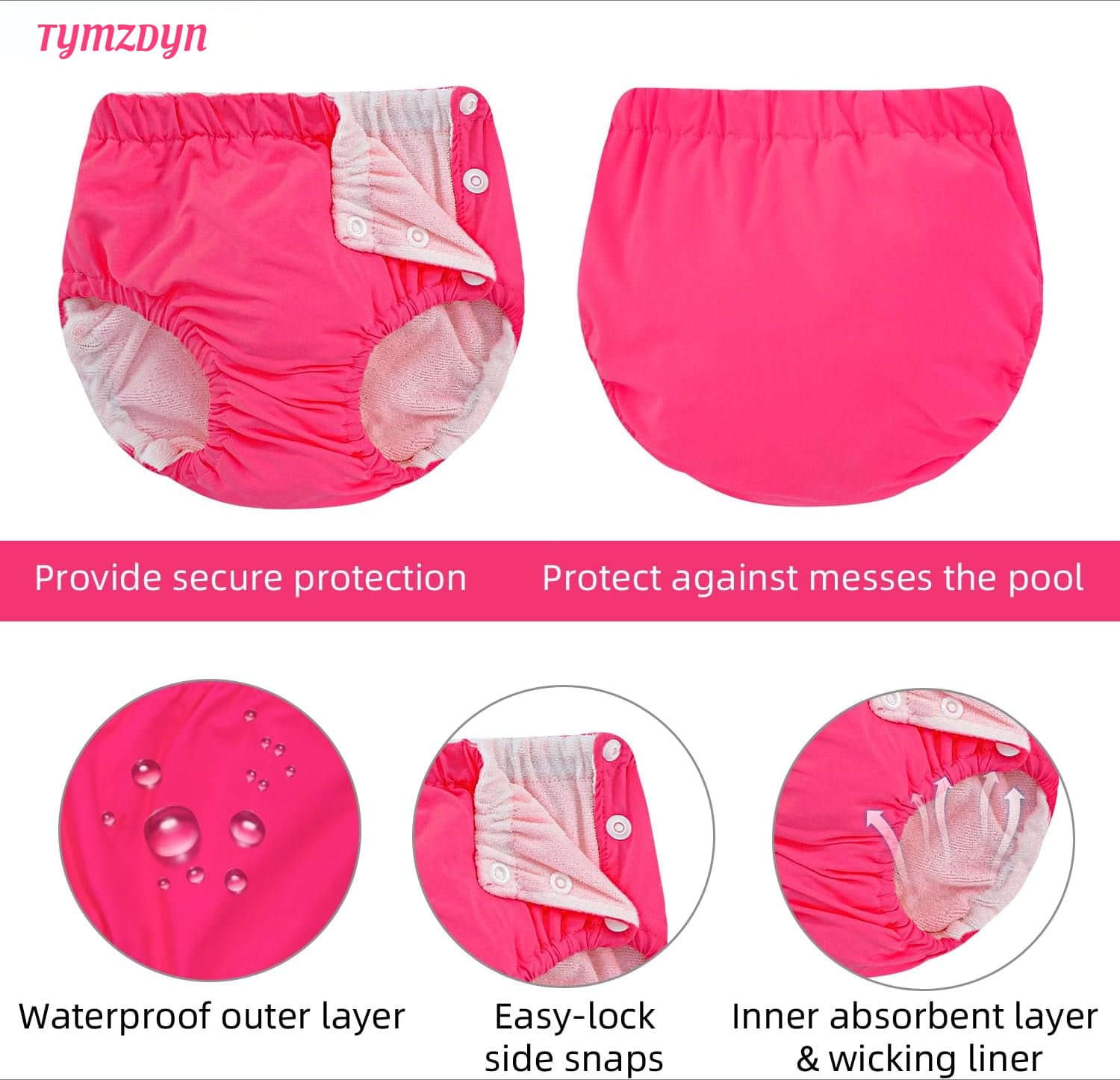 TYMZDYN 2 Packs Baby Reusable Swim Diapers Soft and Silky Toddler Swim Diaper Washable Baby Swim Diaper 3T Baby Swim Trunks Swimming Diapers Size 3 Waterproof Diapers for Swimming Boys and Girls