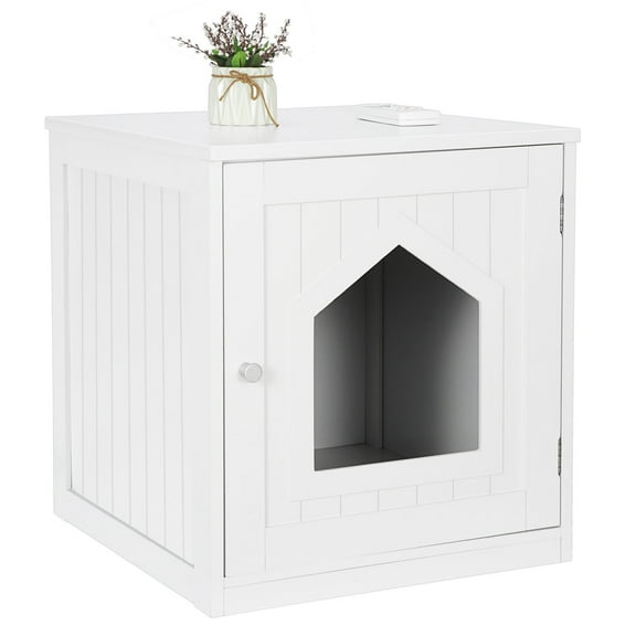 Cat Litter Box Enclosure Cat Washroom Litter Box Hidden Pet Crate White