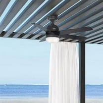 Restored Hunter Fan 52 inch Casual Matte Black Outdoor Ceiling Fan with LED Light Kit (Refurbished)