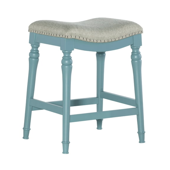 Powell Hayes Backless Wood Counter Stool, 27" seat Height, Teal Finish