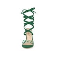 thumbnail image 6 of BLISSFUL STEP Women's Sandals Stiletto Heels Polka Dots Clear Strap Lace up Sandals Green 6, 6 of 7