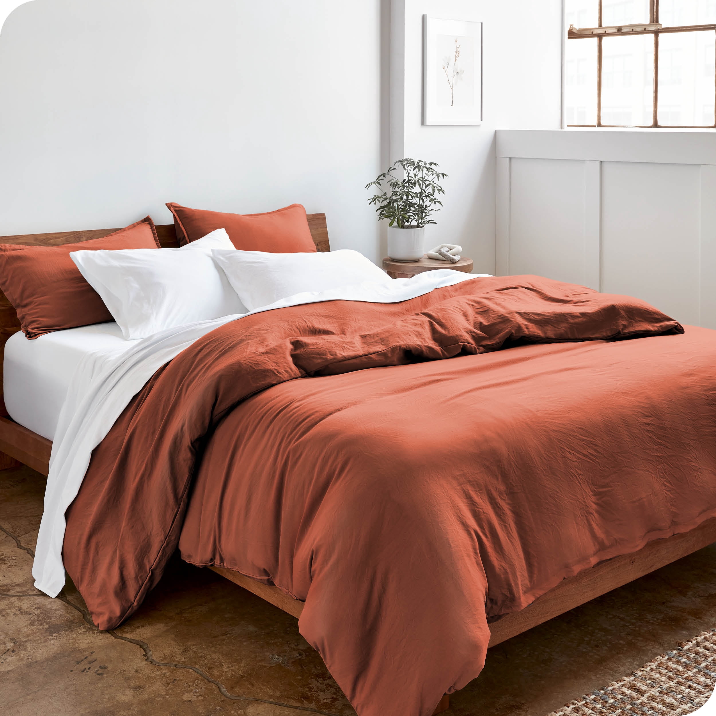 Bare Home Sandwash Microfiber Duvet Cover & Sham Set, Full, Dusty Rose, 3-Pieces