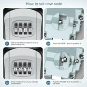 Key Lock Box Portable Combination Lockbox Wall-Mounted Key Storage Box for House Keys, Resettable Code Safe Security Lock Box for Home Office Apartment Spare Key Storage
