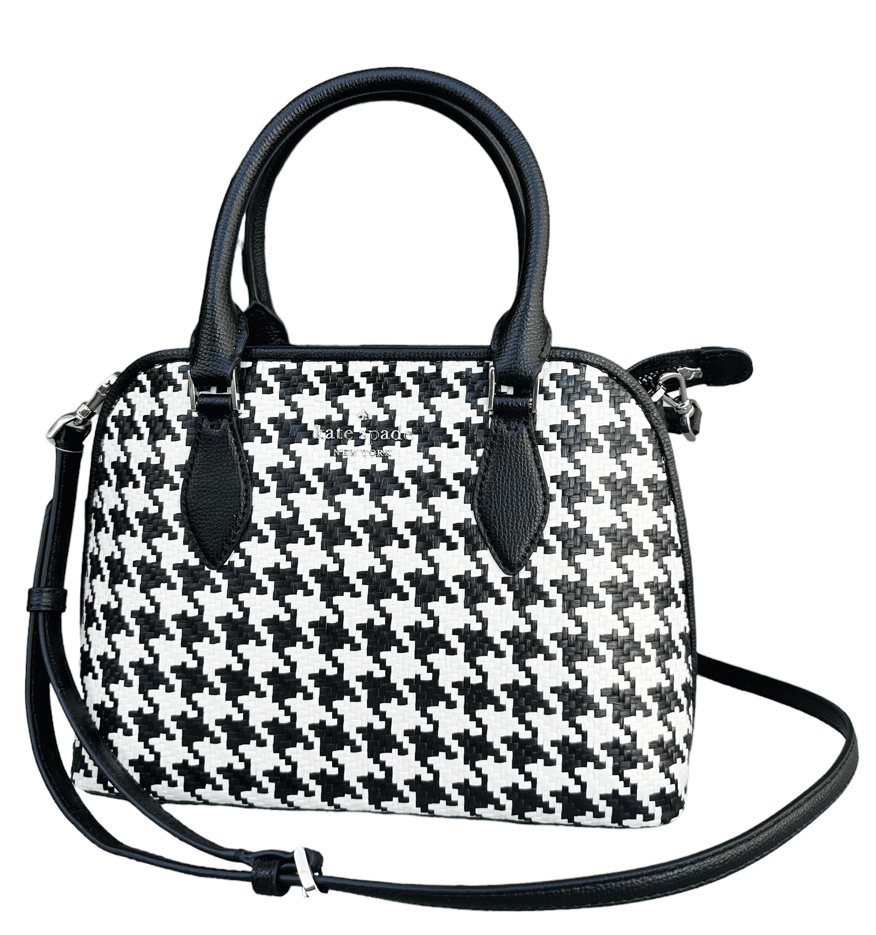 Kate Spade Darcy Houndstooth Print Chain Travel Wallet Crossbody Clutch Bag  New