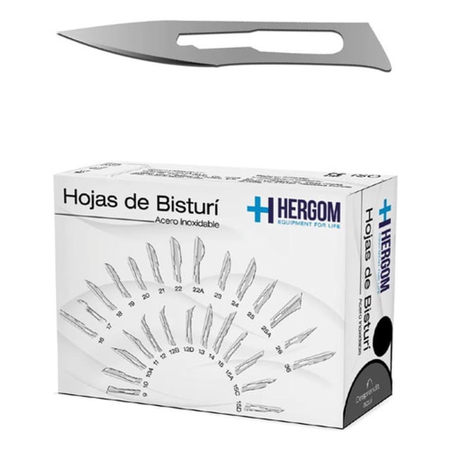 Hojas P/ Bisturí No. 11 Acero Inoxidable 100 Piezas Hergom