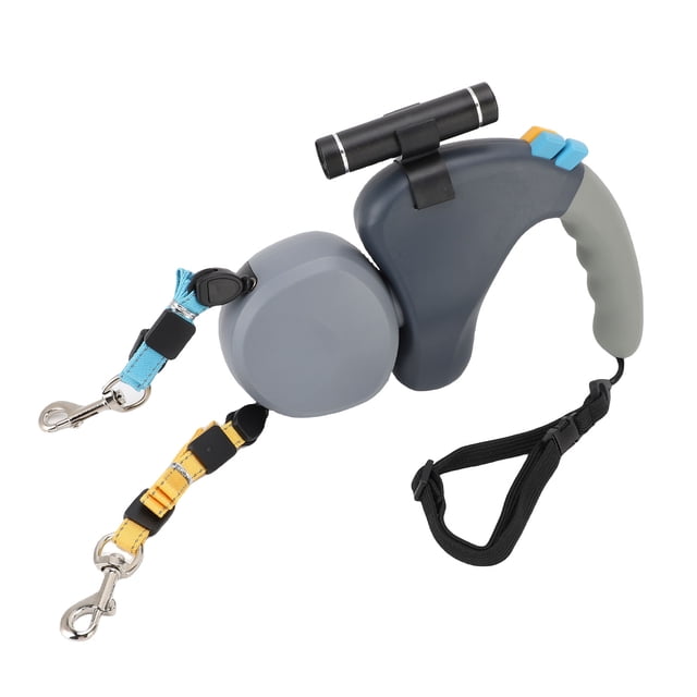 Retractable Dog Leash for 2 Dogs, 9.84ft Automatic Telescopic Double Headed Dog Leash 360 Rotation Built in LED Light