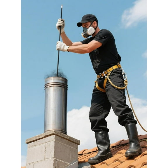 18FT Total Fiberglass Chimney Cleaning Kit - 3FT × 6Pcs Fiberglass Chimney Rod and 6 Inch Brush, with Standard 1/4" NPT End Fitting, Chimney Cleaning Sweep Kit for Hearth Fireplace