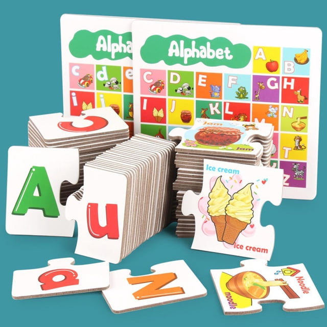 Tarjetas de aprendizaje del alfabeto 26 tarjetas flash de letras mayúsculas y minúsculas para niños que aprenden a leer, deletrear y Baoblaze Juego de alfabeto para niños