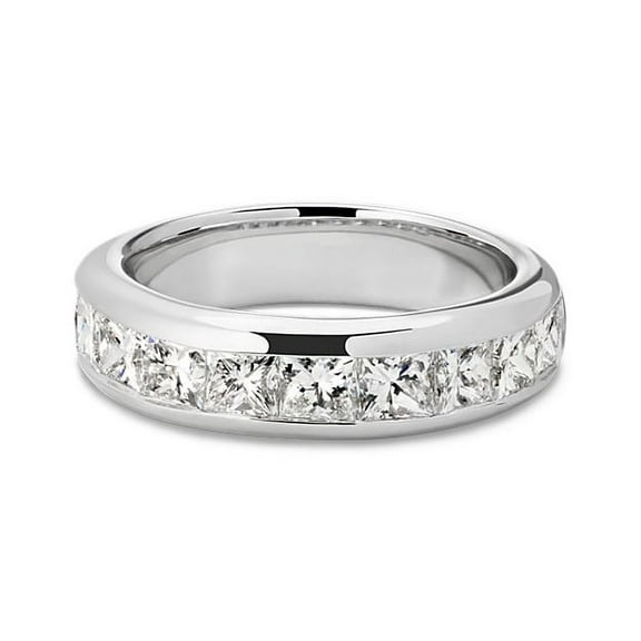 0.50 Carat Stunning Princess Cut Genuine Diamond Eternity Band for Engagement Solid 14K White Gold Size 7