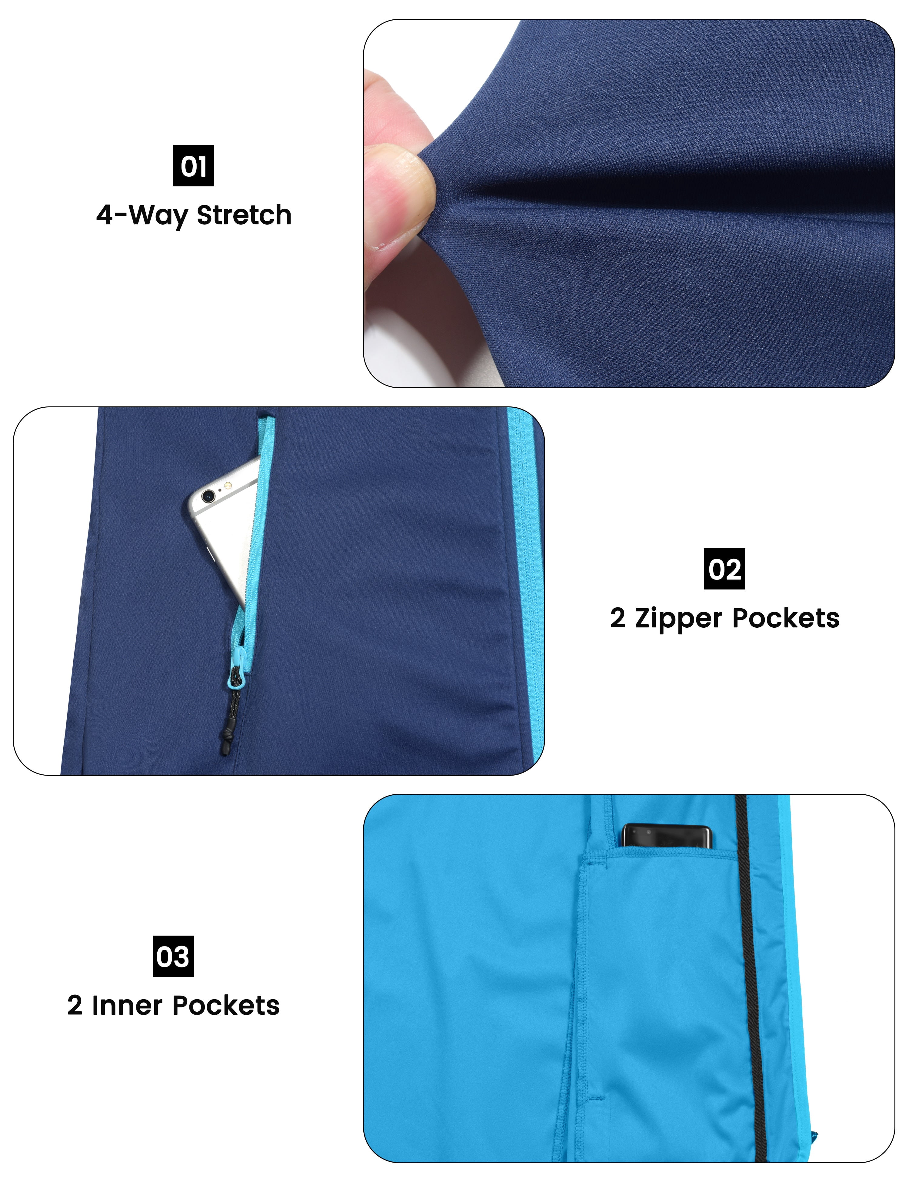 Little Donkey Andy Women's Lightweight Softshell Long Vest, Windproof Sleeveless Jacket for Golf Running Hiking Travel Blue XL