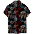 thumbnail image 3 of Camisas Para Hombre Manga Larga Regular Fit Camisa de manga corta creativa suelta informal con estampado digital 3d de flores y hierba de moda de verano (Brown, 3XL), 3 of 5