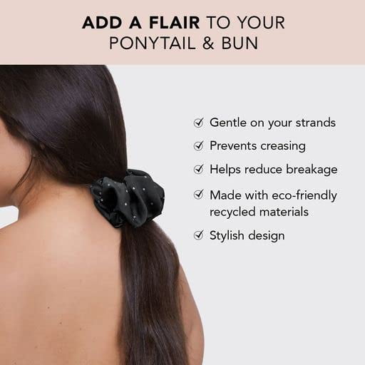 Kitsch Satin Rhinestone Scrunchie, Black Hair Accessories  display picture 3