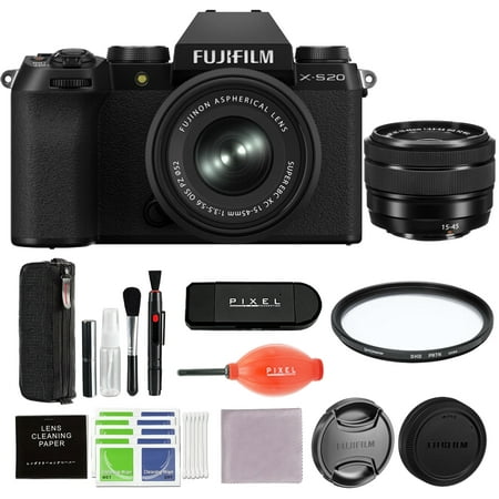 Fujifilm X-S20 Mirrorless Digital Camera XC15-45mm Lens Bundle with Advanced Accessories | Fuji x-s20 with 15-45mm Lens