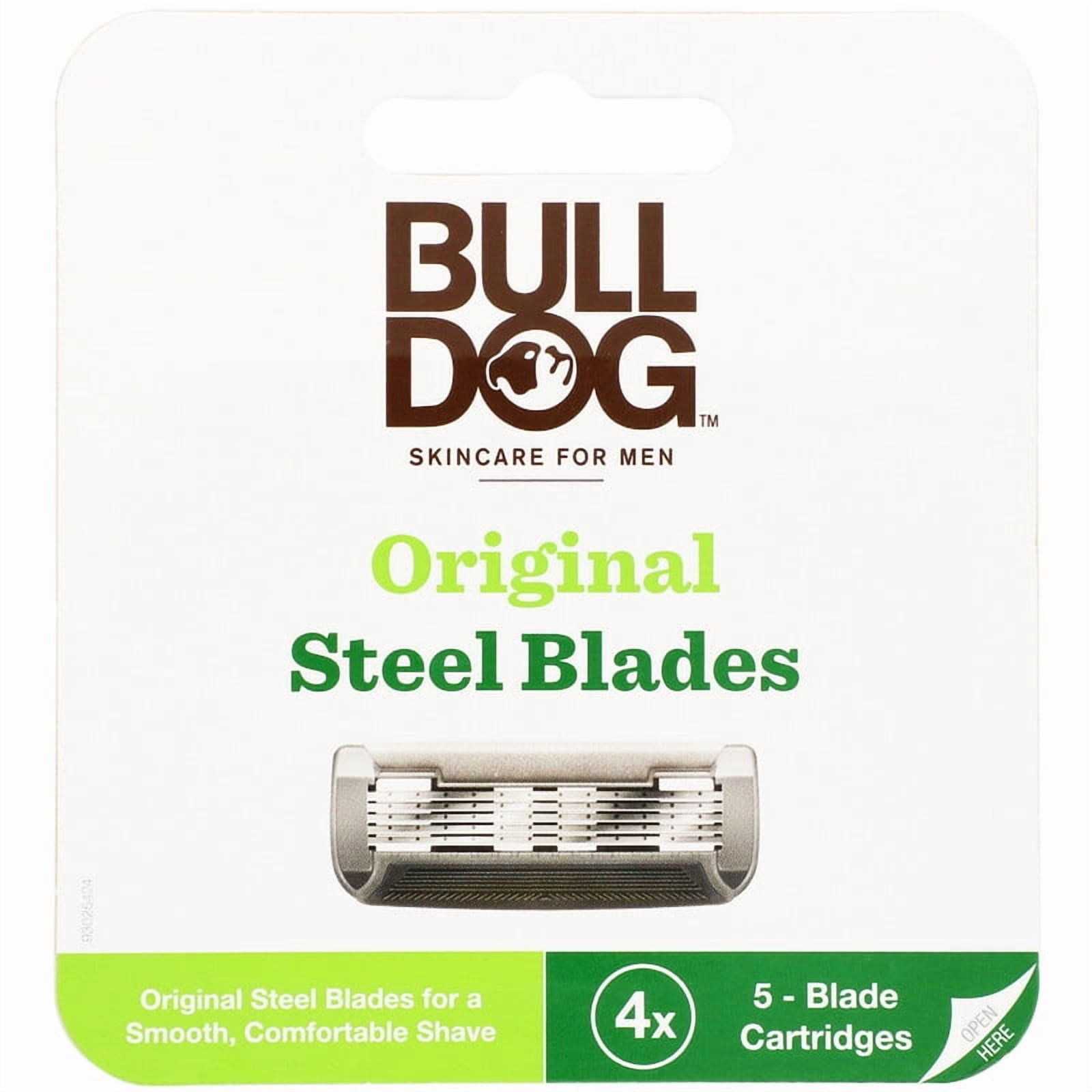 Bulldog Skincare For Men, Original Steel Blades Refill, Four 5-Blade Cartridges Pack of 2