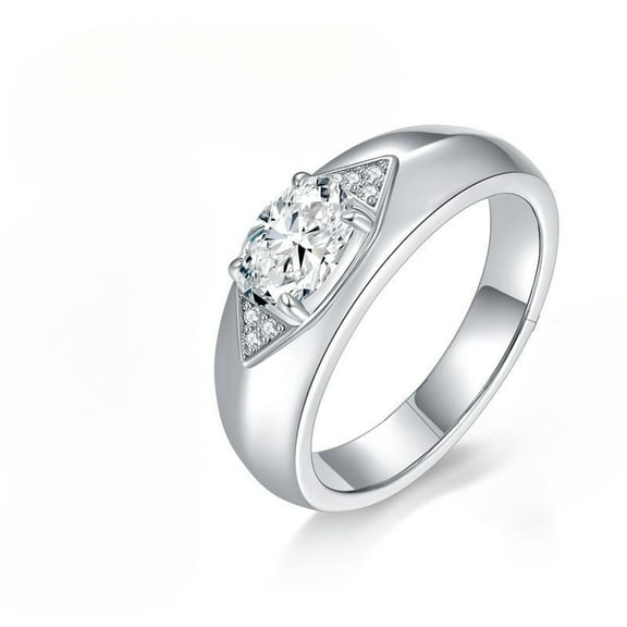 Full Moissanite Wedding Band Rings for Men 18K White Gold Moissanite Rings for Men Simulated Diamond Promise Ring for Men Lab Grown Diamond Engagement Rings Fiance