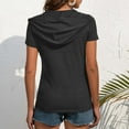 thumbnail image 4 of SXCXLSA Women Short Sleeve Hoodie Casual Solid Color Pocket TShirt Lightweight Zipper Detail Hooded Top Summer Sporty Relaxed Fit Blouse Breathable Comfortable Ladies Active, 4 of 8