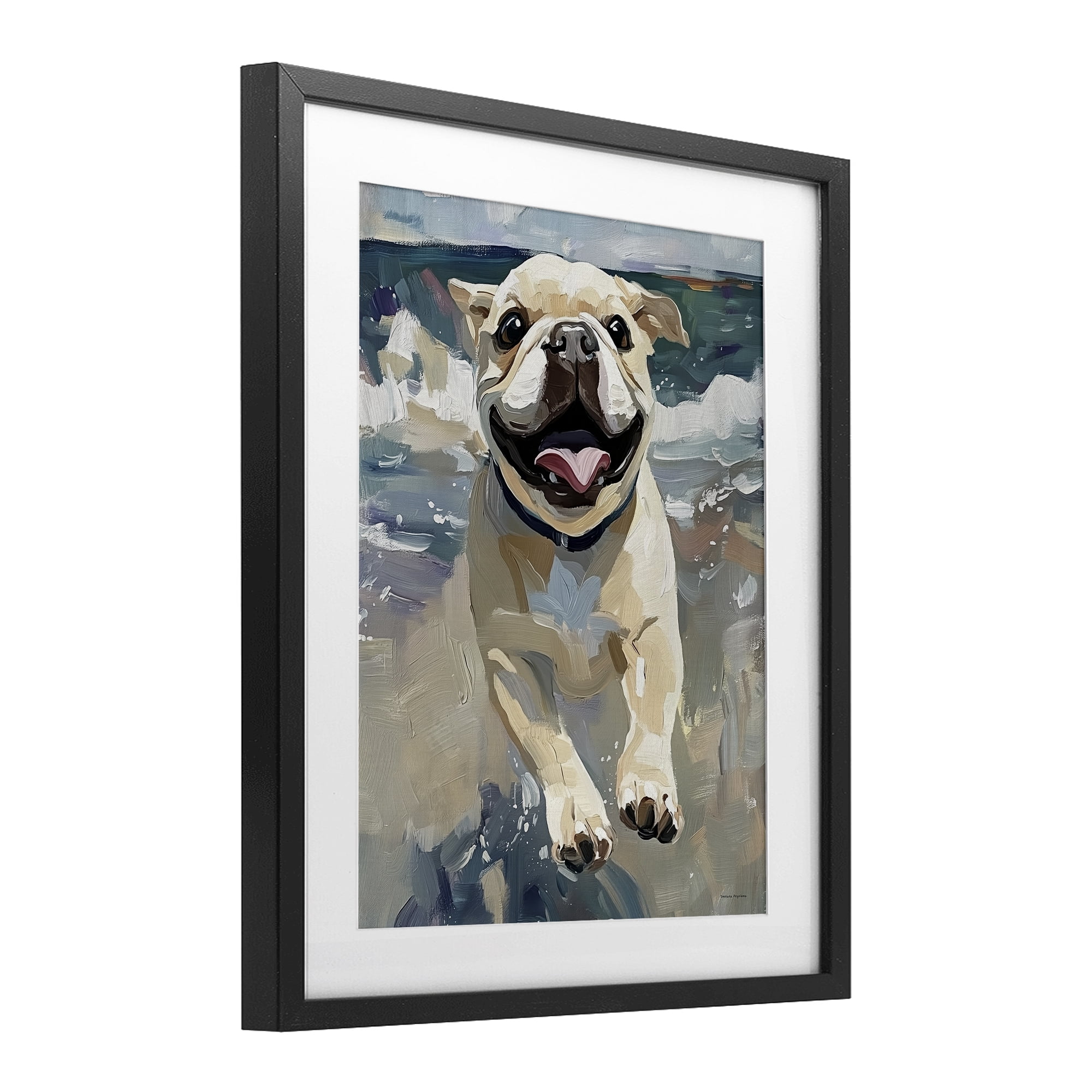 Stupell Industries Sunny Paws Dog on Beach Black Framed Print Under Glass, design by Svetlana Aleynikova