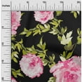 thumbnail image 1 of oneOone Cotton Poplin Fabric Watercolor Leaves & Peony Floral_Printed Fabric 1 Yard 56 Inch Wide, 1 of 4
