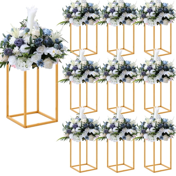 10Pcs Gold Flower Stand Centerpieces For Wedding Table Decorations, 15.7inch Metal Flower Stand For Wedding Road Centerpieces, Events, Paty Display Stand