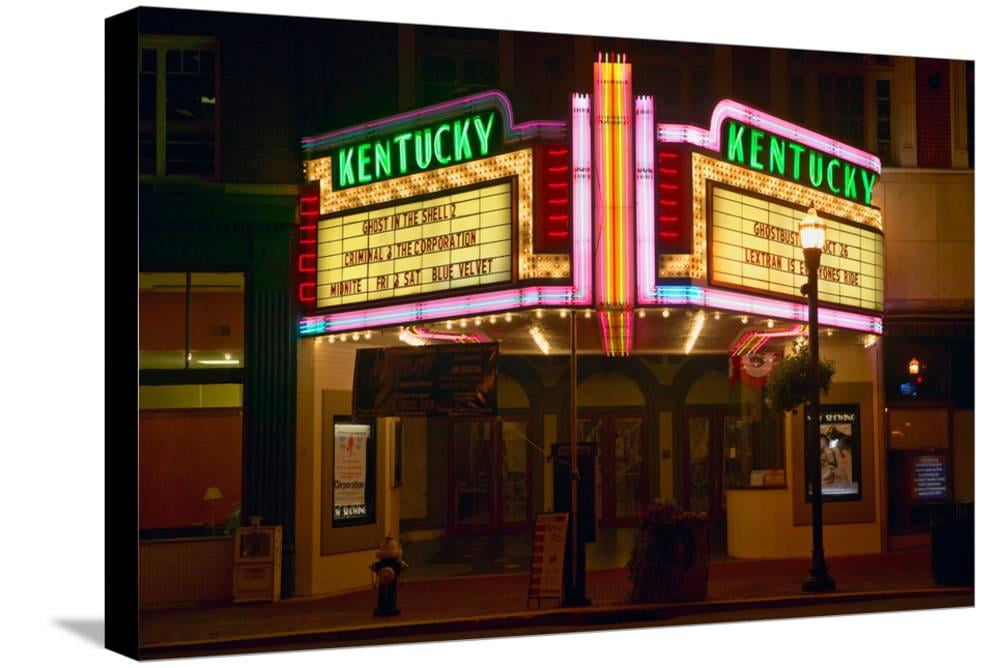 Lexington Kentucky neon marquee sign for movie theater saying Kentucky