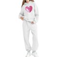 thumbnail image 4 of Bpmpbo Big Kids Girls‘ Tracksuit - Heart Print Hoodie and Joggers 2-Piece Set Long Sleeve with Pocket and Drawstring Pants, 4 of 5