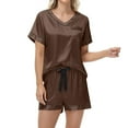 thumbnail image 7 of yievot Silk Pajama for Women Short Sleeve Satin Pj Set Soft Two Piece Sleepwear Loungewear S-XXL, 7 of 7