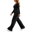thumbnail image 7 of Bovxnpu Women's Casual Loose Overalls Jumpsuits One Piece Rompers Squared Neck Long Sleeve Ruched Waist Wide Leg Pants Loungewear, 7 of 7