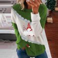 thumbnail image 1 of Mode de Noël Blouse Décontractée à Manches Longues Col Rond Imprimé Patchwork pour Femmes, 1 of 5