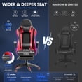 thumbnail image 5 of Mr IRONSTONE Gaming Chair with Bluetooth Speakers and RGB LED Lights, Ergonomic Massage Computer Chair with 3D Armrests and Footrest, Red/Black, 5 of 9