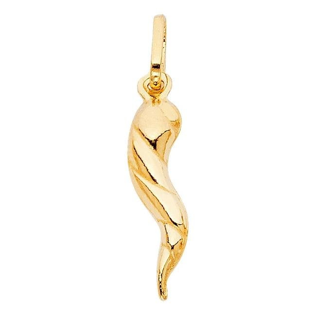 Precious Stars PT 0459 0.875 in. 14K Yellow Gold Cornicello Italian Twisted Horn Pendant Walmart