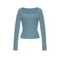 thumbnail image 6 of ByworldtasicNo Boundaries Womens Long Sleeve Crop Top Square Neck Workout Athletic Casual Cropped Fitted Basic Shirts, 6 of 7