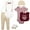 Burgundy Tan Suspenders, variant on Hudson Baby Infant Boys Cotton Layette Set, Milk Bottle, 6-9 Months