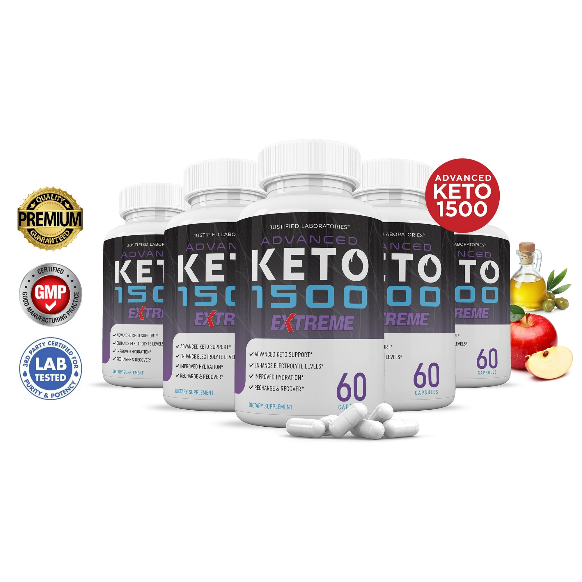 (5 Pack) Keto 1500 Keto ACV Extreme Pills 1675mg Alternative to Gummies Dietary Supplement 300 Capsules