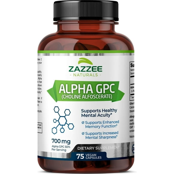 Zazzee Naturals Alpha GPC Choline Alfoscerate 600 Mg 75 Veggie Capsules