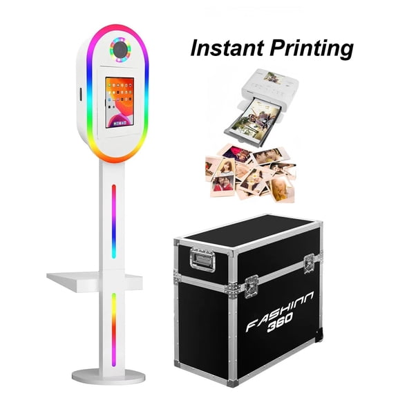 Fashinn360  IPad DSLR Photo Booth with Any iPad- APP Controls RGB Lights with Flight case
