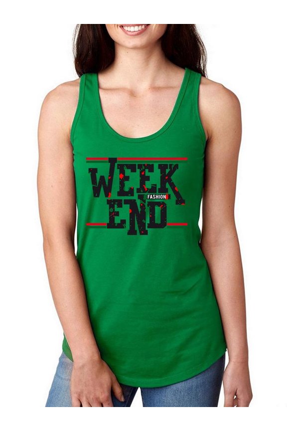 Week End Fashion Banner Racerback Tank Women -Image by Shutterstock, Female x-Small