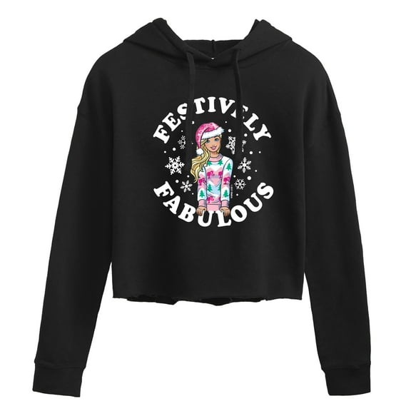 Barbie - Holidays & Christmas - Festively Fabulous - Juniors Cropped Pullover Hoodie