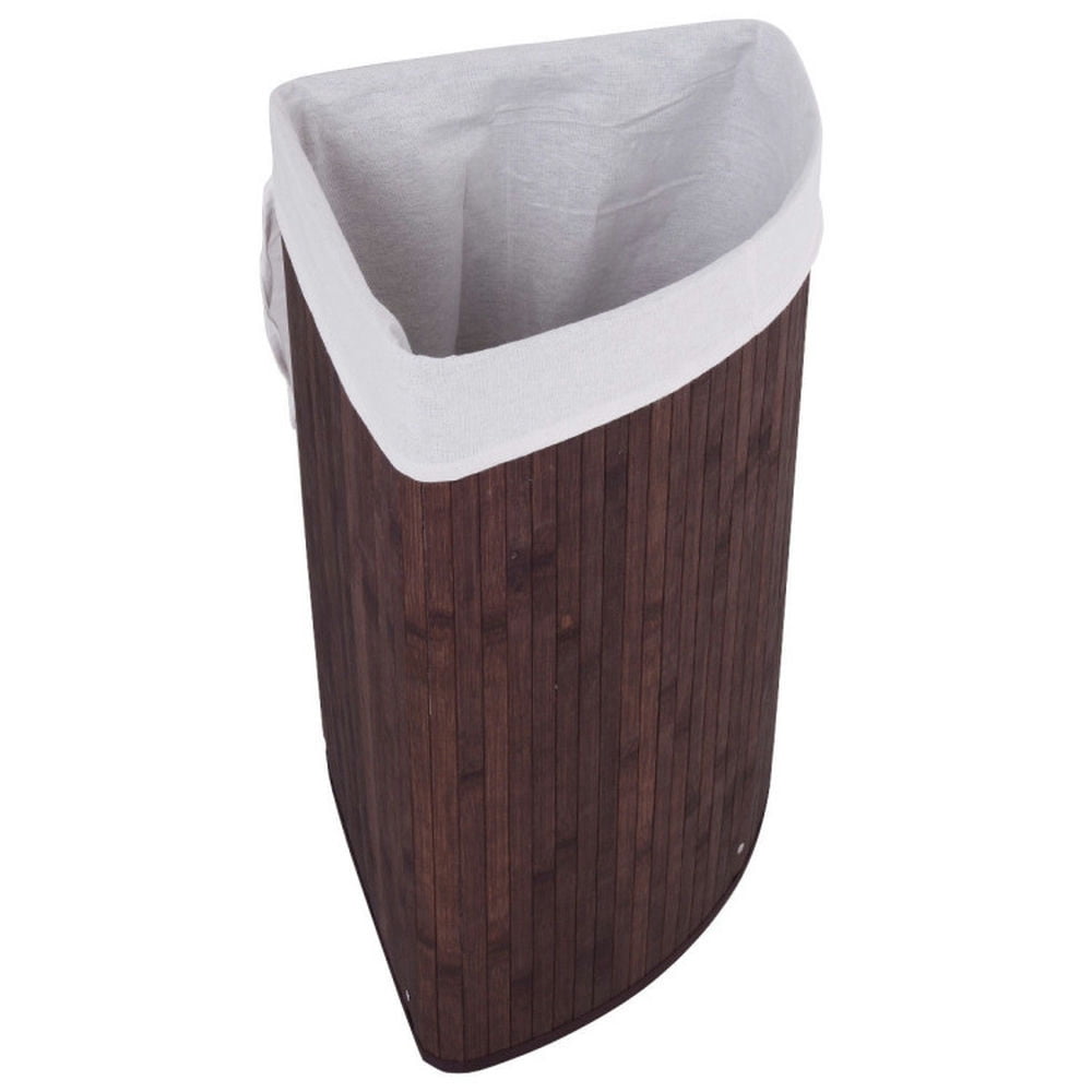 Finihen Laundry Hamper, Laundry Basket, Corner Bamboo Hamper Laundry Basket, for Bathroom, laundry Room, Brown Finihen Laundry Hamper, Laundry Basket, Corner Bamboo Hamper Laundry Basket, for Bathroom, laundry Room, Brown