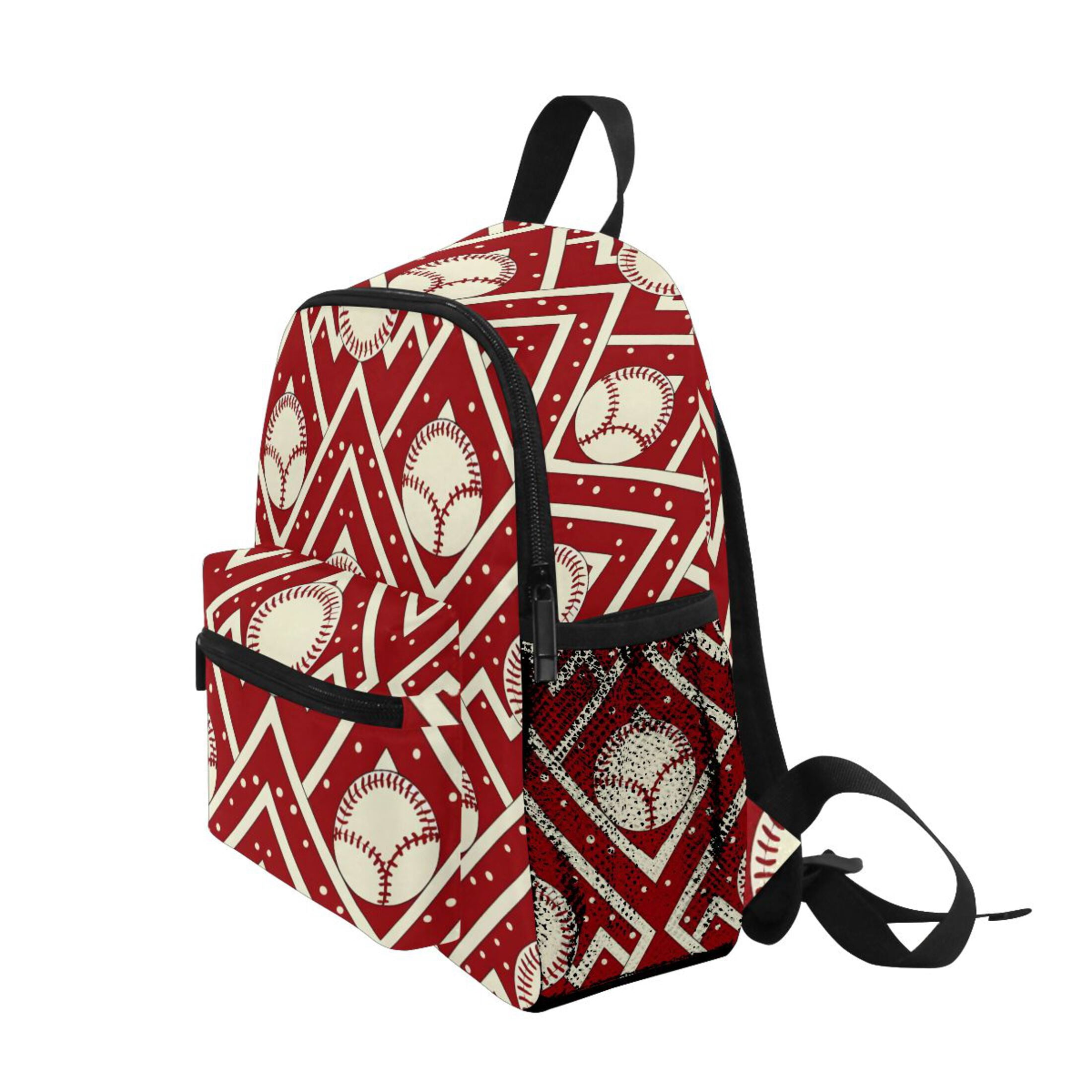 Chevron Baseball Pattern Mini Backpack Cute Small Backpack with Chest Strap and Whistle Ages 3-8