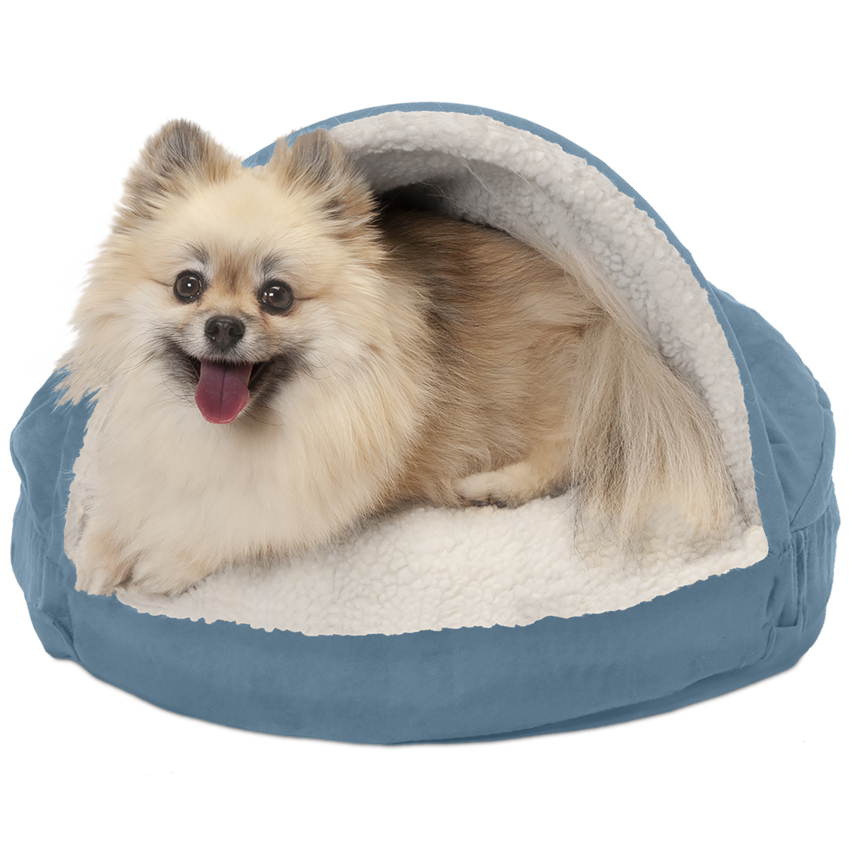 FurHaven Pet Dog Bed Orthopedic Round Faux Sheepskin Snuggery Burrow