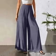 thumbnail image 2 of Qgtaibl Women's Flowy Wide Leg Pants High Waist Lightweight Palazzo Trousers Casual Loose Fit Chiffon Pants for Vacation & Daily Wear Gray M, 2 of 7