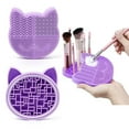 thumbnail image 3 of FanShow Brosse de Maquillage en Silicone 3 en 1 Tapis de Nettoyage, Brosses de Maquillage Séparables, Portable (1pcs-Violet), 3 of 5