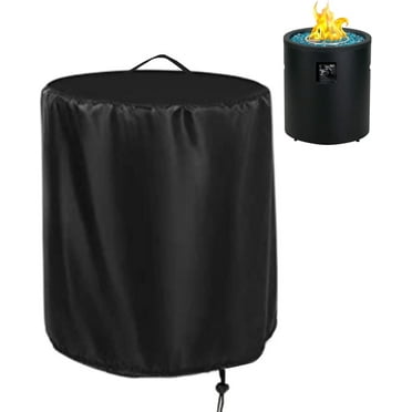 Ultifore Round Fire Pit Cover, 24 Inch Waterproof Outdoor Propane Fire Column Cover For 23 Inch Cylinder Firepit, Patio Fireplace Cover - 24"D x 27"H