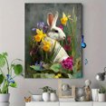 thumbnail image 4 of Qisvanset White Rabbit Daffodils Irises Canvas Print 15.75x11.81 Inches, 4 of 8