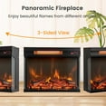 thumbnail image 4 of Barara King Fireplace Heater, Indoor Fireplace,23-inch 3-Sided Electric Fireplace Insert with Remote Control-Black, 4 of 12