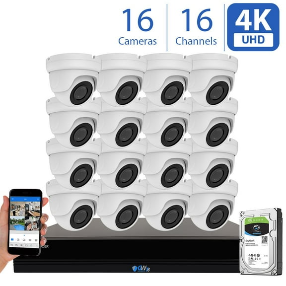 GW Security 16 Channel 8MP (4X 1080P) CCTV DVR Security Camera System with 16 x Ultra HD 4K 2160p AI Human Detection Waterproof Security Cameras,100ft IR Night Vision, 4TB Hard Drive