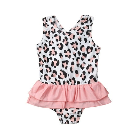 

TheFound Toddler Kids Baby Girls Leopard Ruffle Tankini Swimwear Swimsuit Bikini Set