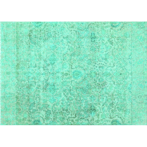 Ahgly Company Indoor Rectangle Abstract Turquoise Blue Contemporary Area Rugs, 8' x 10'